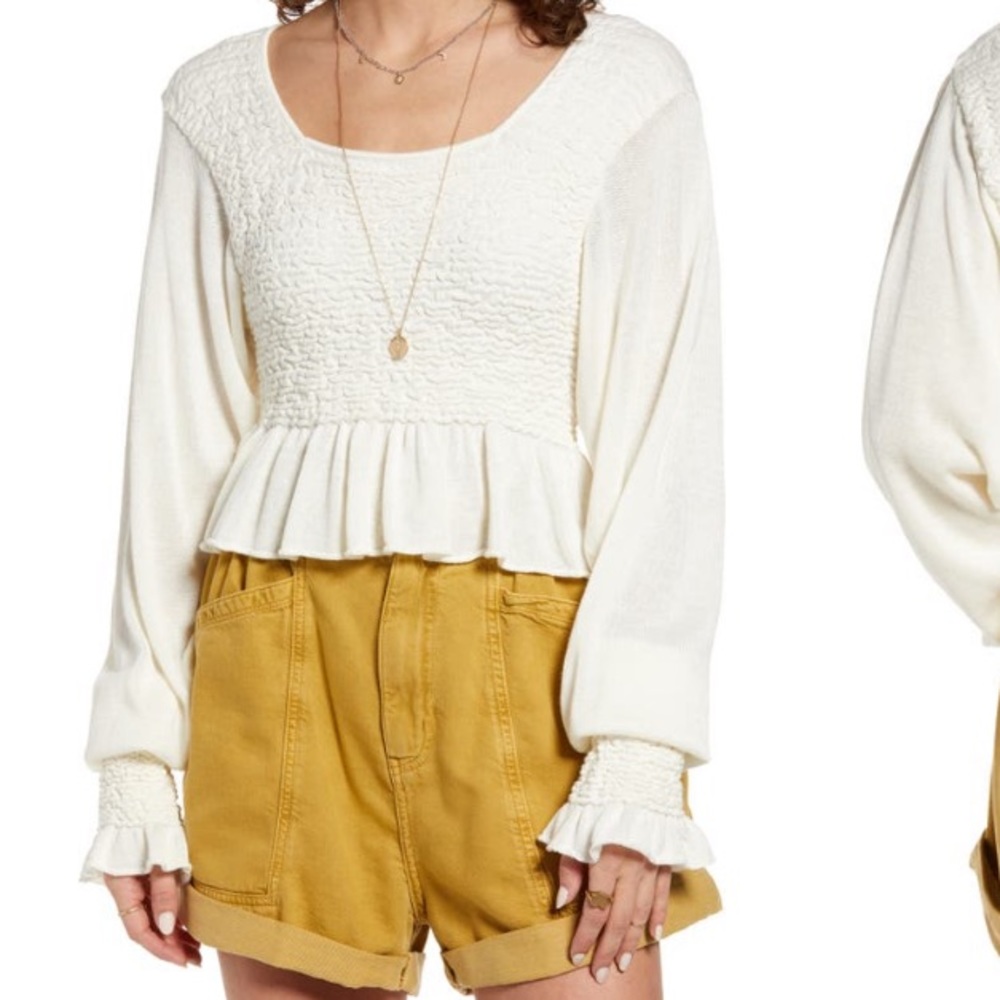 NWT Free People Smocked Peplum Knit Top
